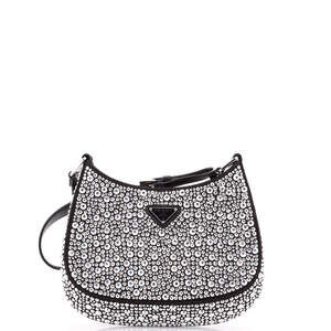 Prada Small Cleo Shoulder Bag Crystal Embellished Satin